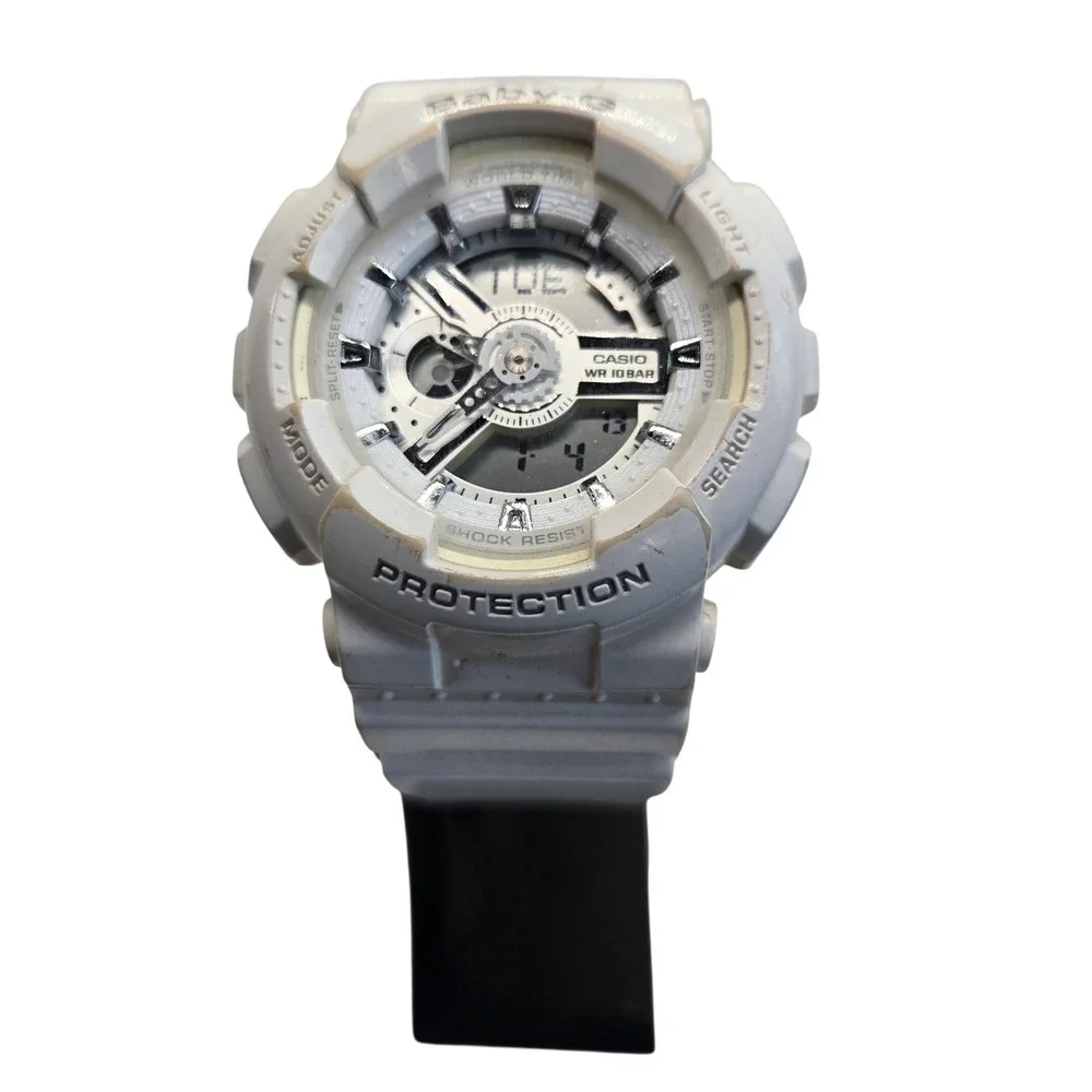 Casio Baby-G BA-110 White Resin Ana-Digi Ladies Watch 5338 Parts Repair No Clasp